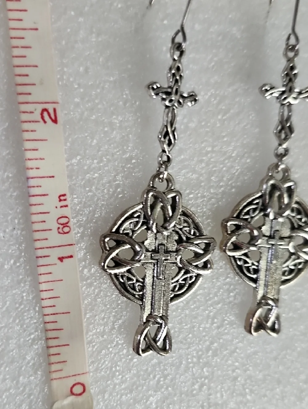 Hand Crafted Silver Celtic Knot Cross Drop Earrings
